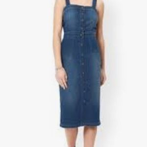 Denim button down pinafore dress